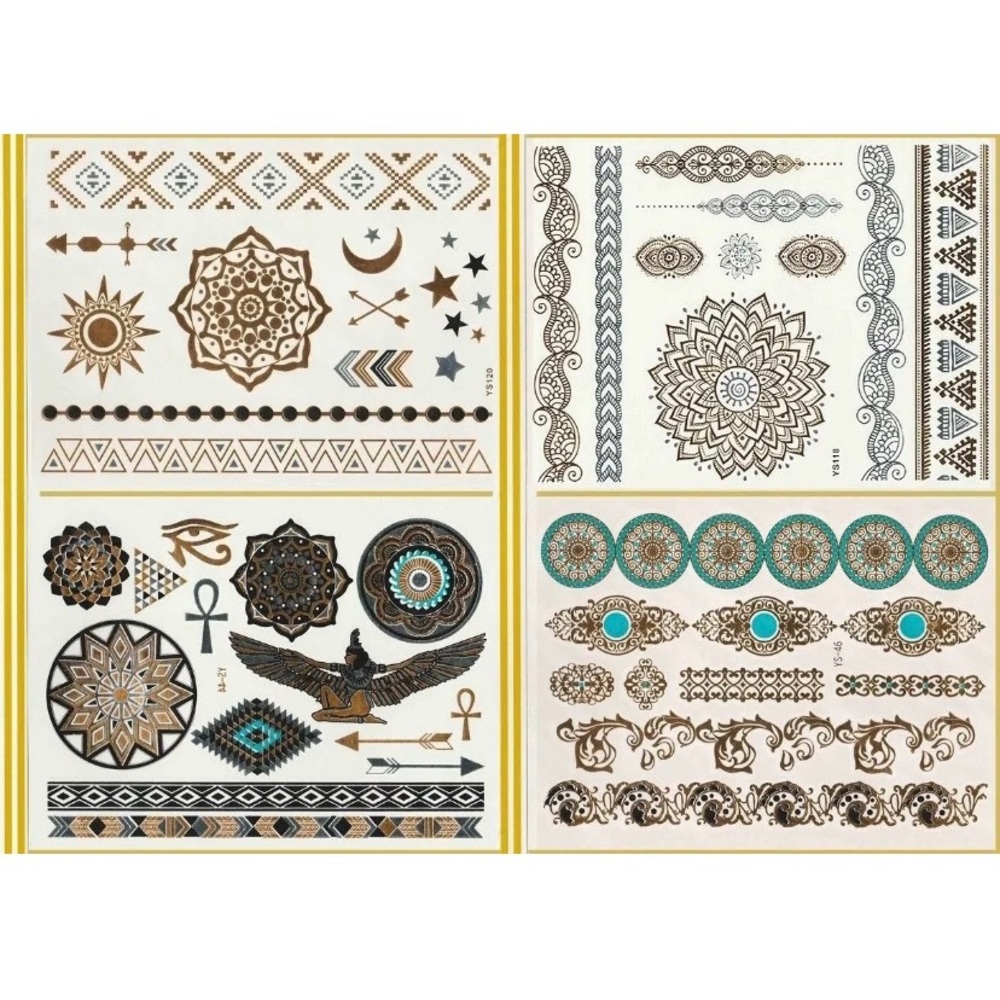 Flash Temporary Metallic Tattoos Gold and Silver
